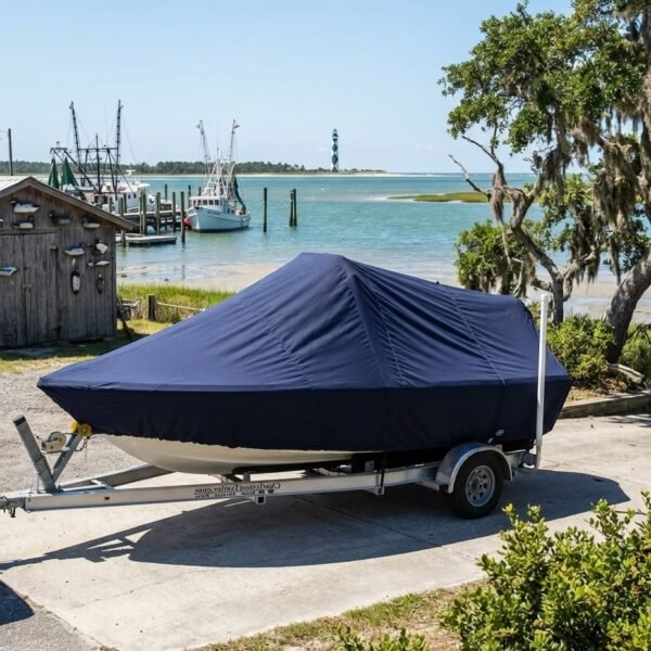 Tidewater 1800 Bay Max center console boat cover in black