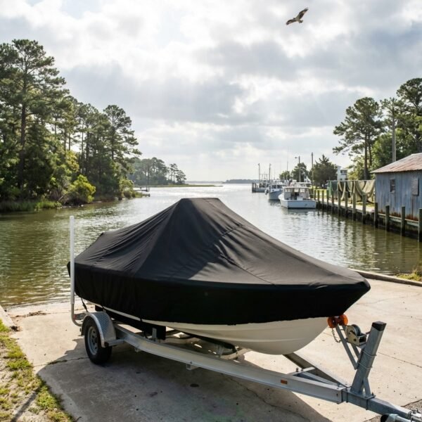 Tidewater 1910 center console boat cover in black