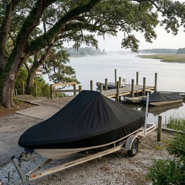 Tidewater 2110 Bay Max center console boat cover in charcoal