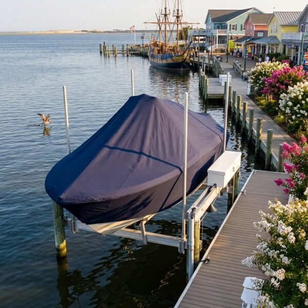 Tidewater 2200 center console boat cover in navy