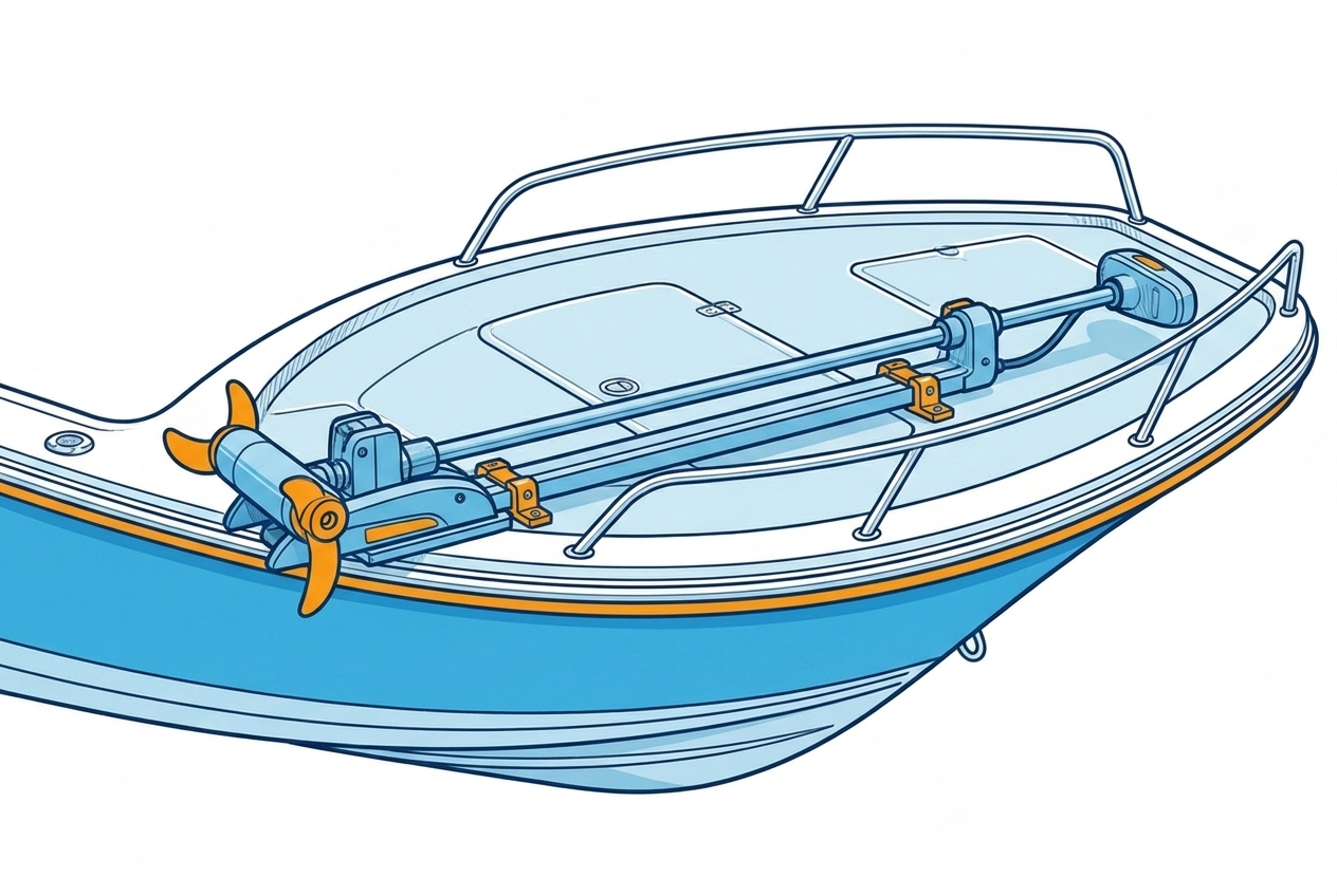 Bow-mounted trolling motor on a boat