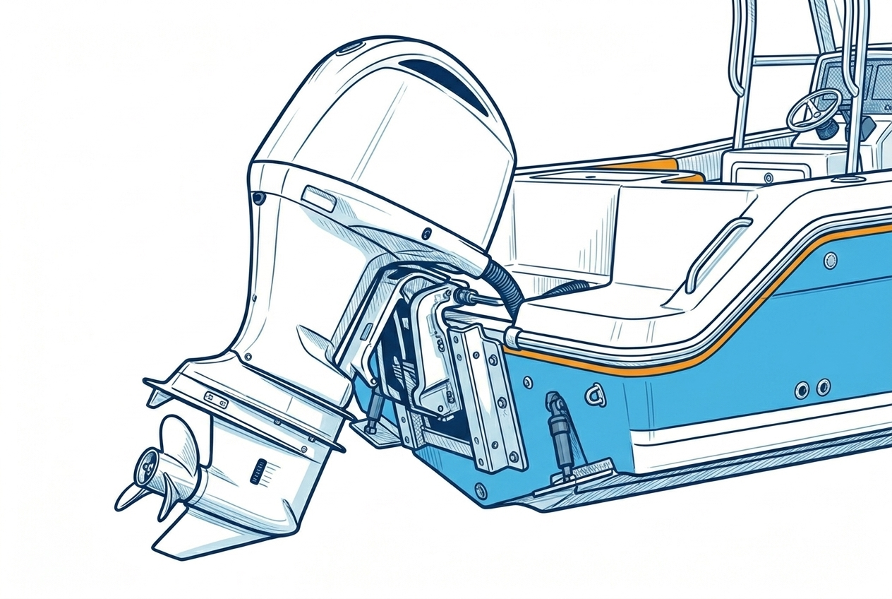 Outboard jack plate on a boat transom