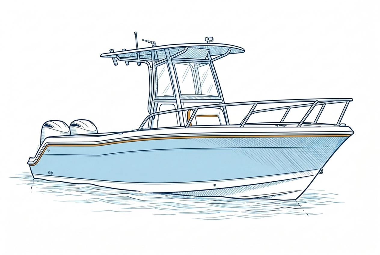 Center console boat illustration